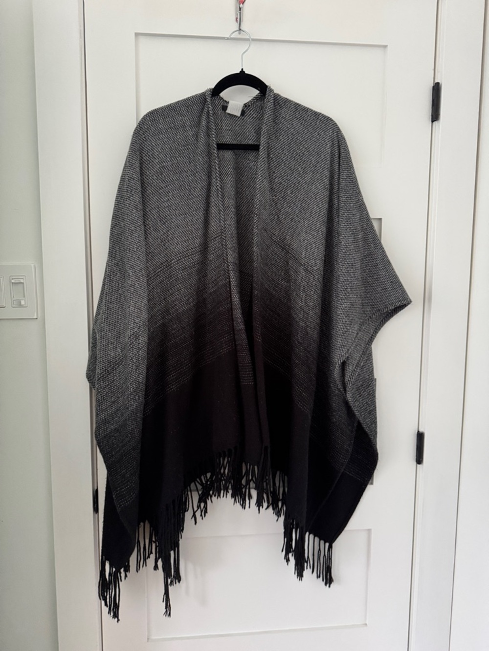 RW&CO. Gray Ombre Fringe Poncho
